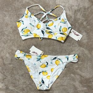 NWT Jessica Simpson Lemon Multi Bikini Set